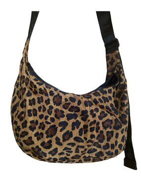 Medium Nylon Crescent Bag in Leopard